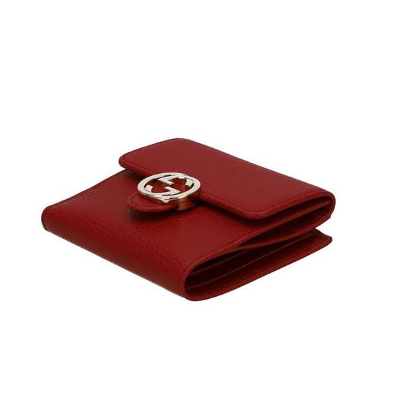 Gucci Interlocking G W Hook Leather Bi-Fold Wallet Red - Picture 3 of 7